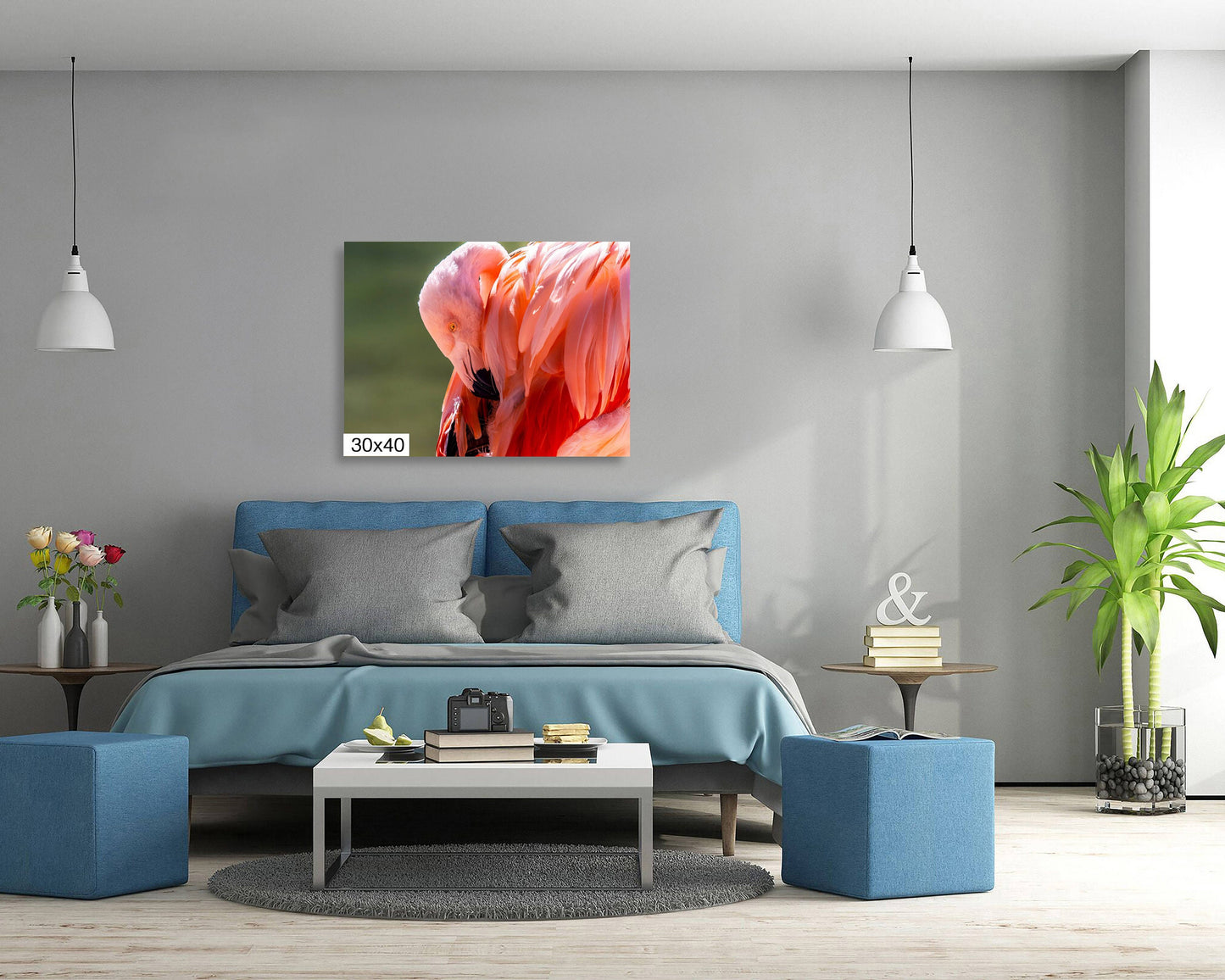 Flamingo Naptime: Wildlife and Nature Photography Pink Flamingo Bird Metal Canvas Print Flamingo Sleeping Wall Art