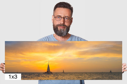 Coastal Escapade: Key West Sunset Florida Beach Sailing Seascape Canvas Print Nautical Photography