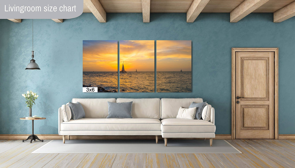 Coastal Escapade: Key West Sunset Florida Beach Sailing Seascape Canvas Print Nautical Photography