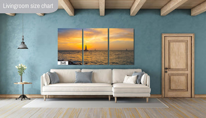 Coastal Escapade: Key West Sunset Florida Beach Sailing Seascape Canvas Print Nautical Photography