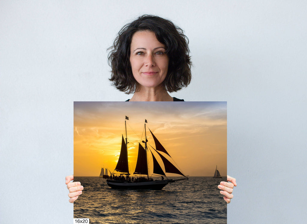 Sailing into Twilight: Sunset Cruise Key West Florida Seascape Home Decor Wall Art Nautical Print