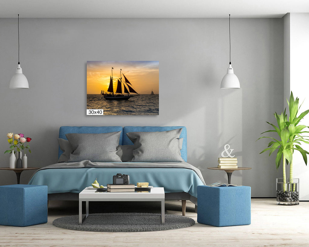 Sailing into Twilight: Sunset Cruise Key West Florida Seascape Home Decor Wall Art Nautical Print