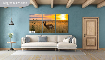 Sunset Haven: Antelope Island State Park Pronghorn Wildlife Canvas Print Sunset Photography Utah Home Decor