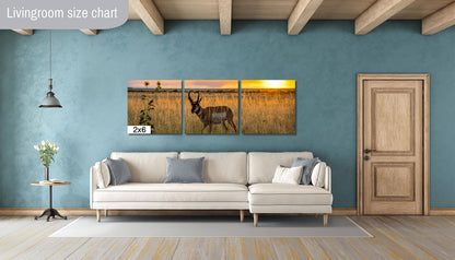Sunset Haven: Antelope Island State Park Pronghorn Wildlife Canvas Print Sunset Photography Utah Home Decor