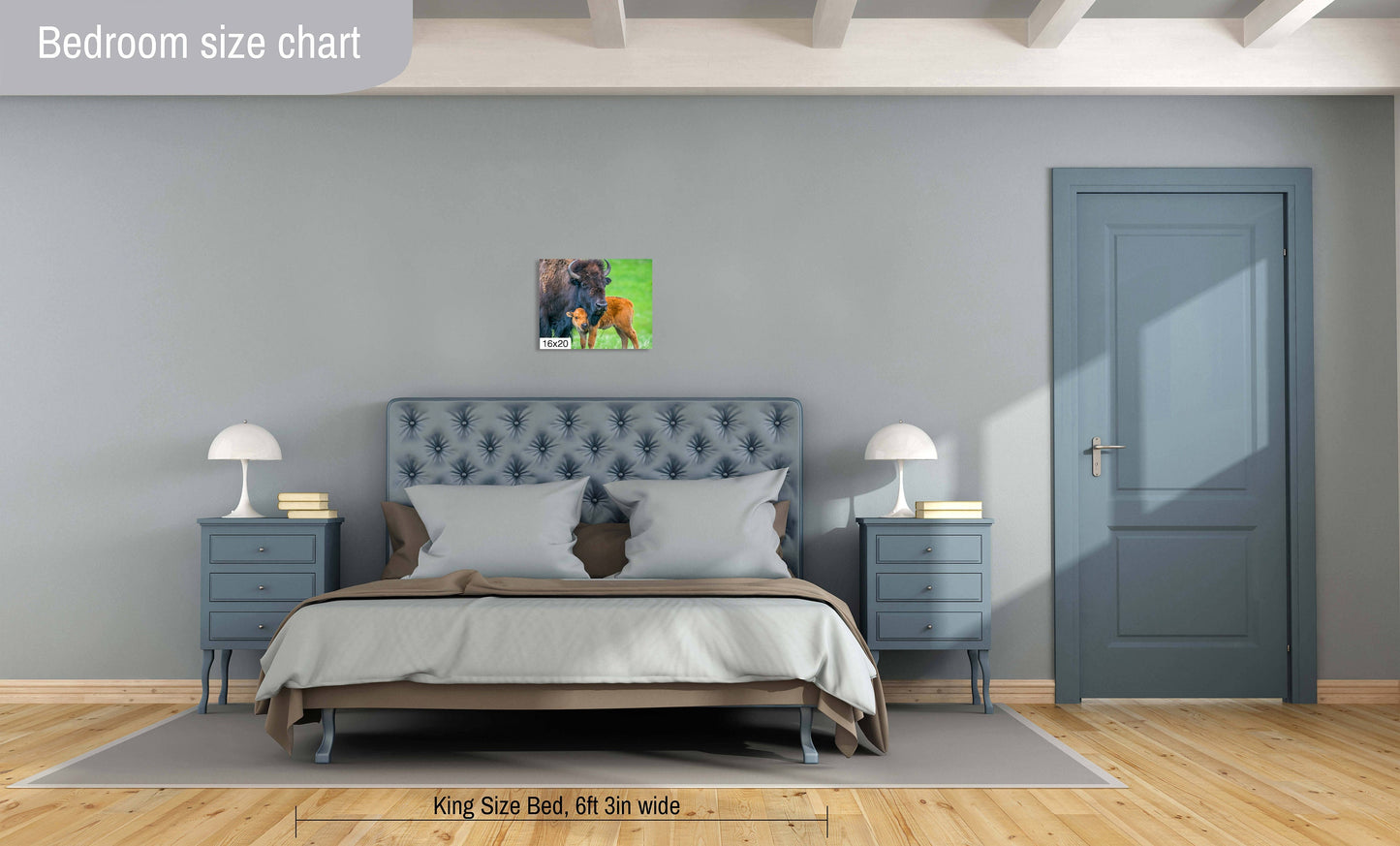 A Mother's Love: Mama and Baby Bison Western Wildlife Photography Canvas Print Animal Wall Art