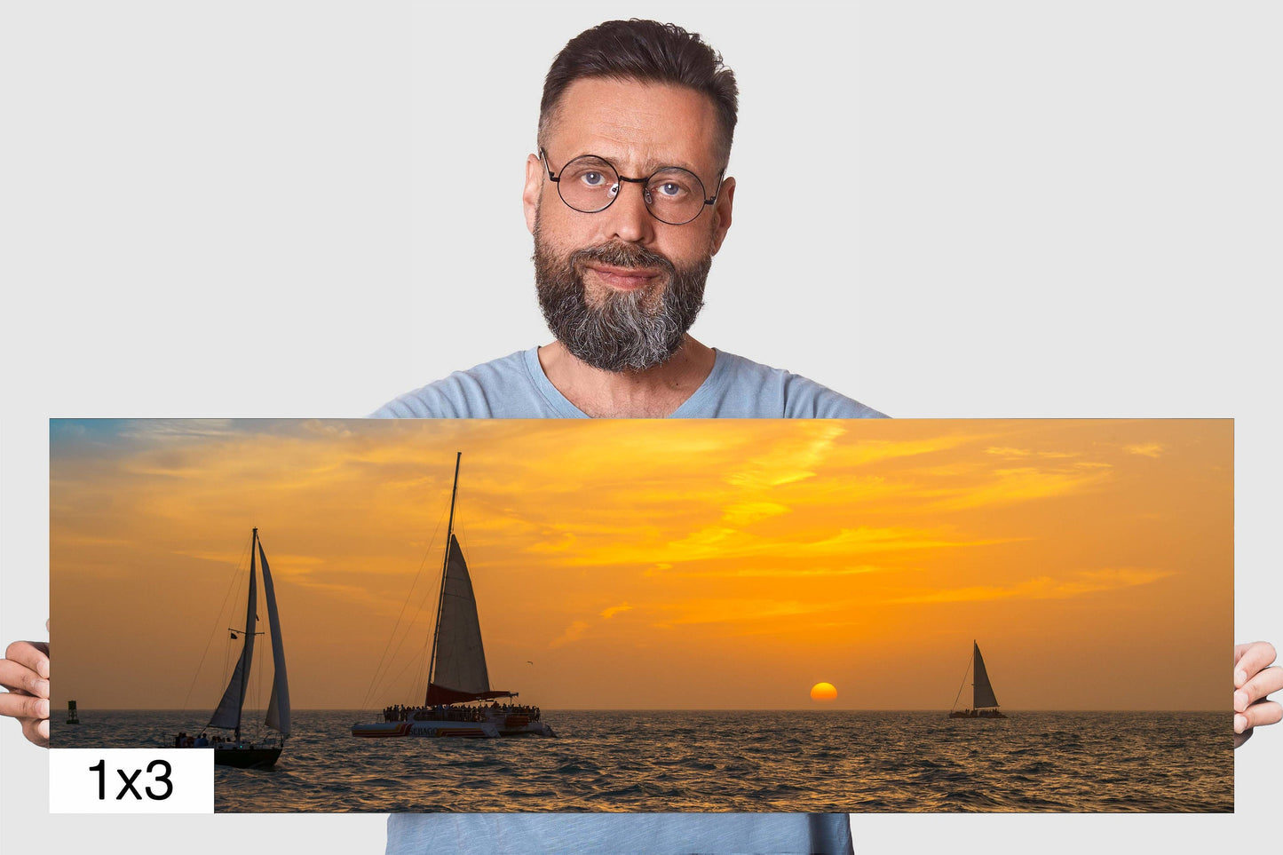 Navigating the Golden Sea: Sunset Sailing Key West Florida Beach Canvas Print Photography Seascape Wall Art