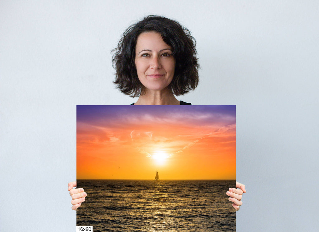 Sunset Voyage: Key West Sailing Beach Sunset Photography Canvas Print Florida Seascape Wall Art
