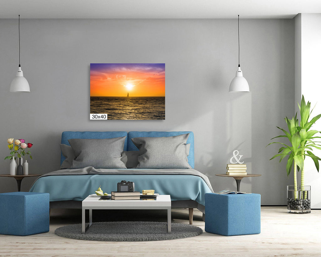 Sunset Voyage: Key West Sailing Beach Sunset Photography Canvas Print Florida Seascape Wall Art