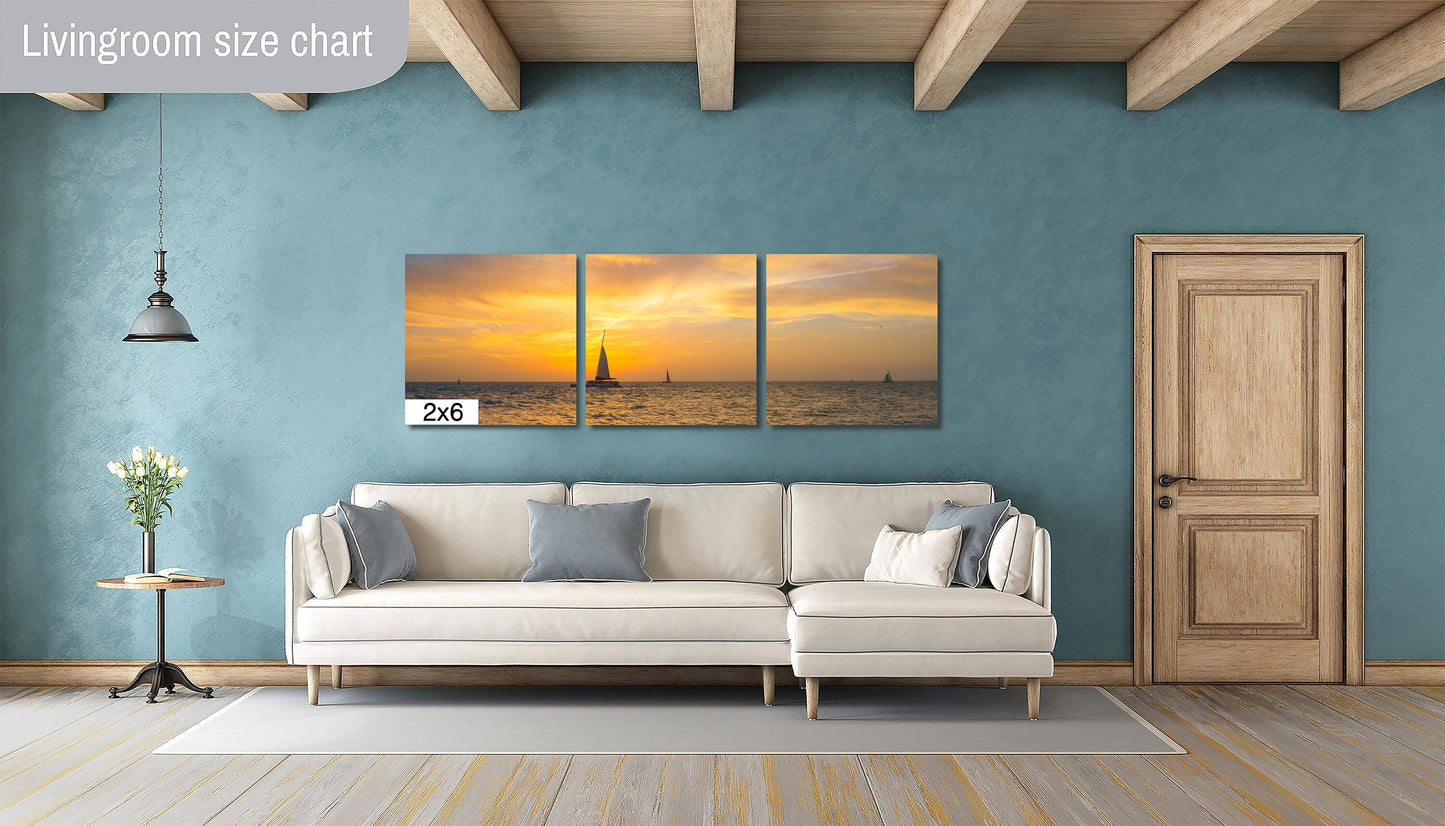 Coastal Escapade: Key West Sunset Florida Beach Sailing Seascape Canvas Print Nautical Photography