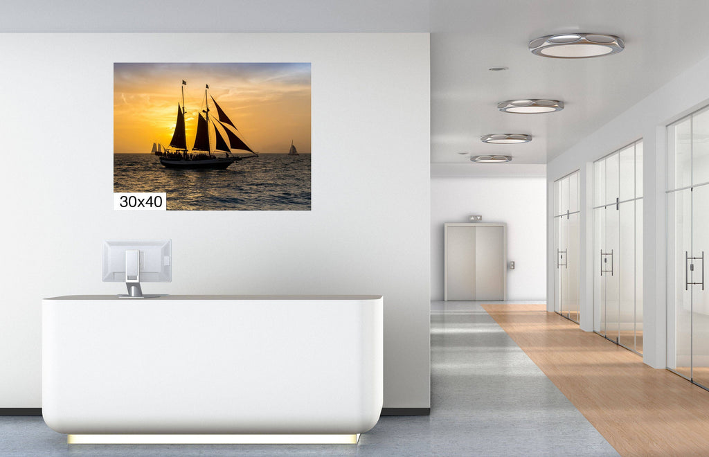 Sailing into Twilight: Sunset Cruise Key West Florida Seascape Home Decor Wall Art Nautical Print