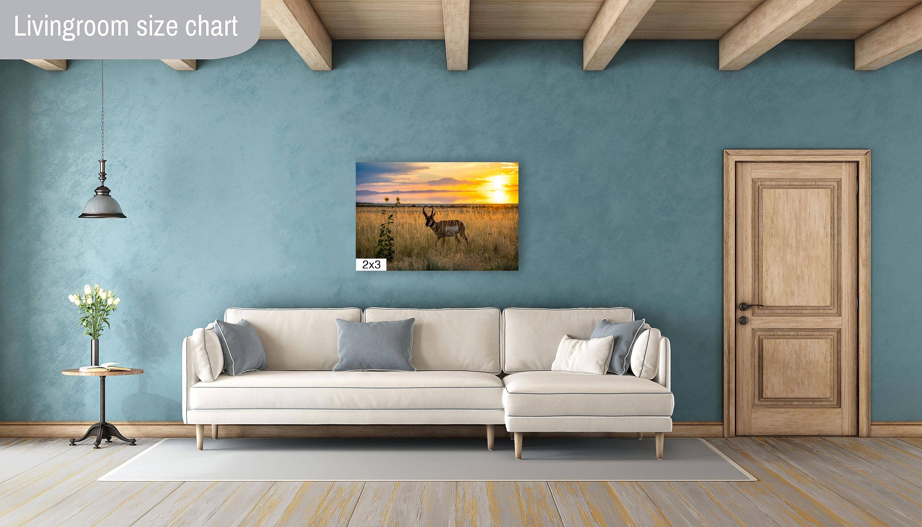 Sunset Haven: Antelope Island State Park Pronghorn Wildlife Canvas Print Sunset Photography Utah Home Decor