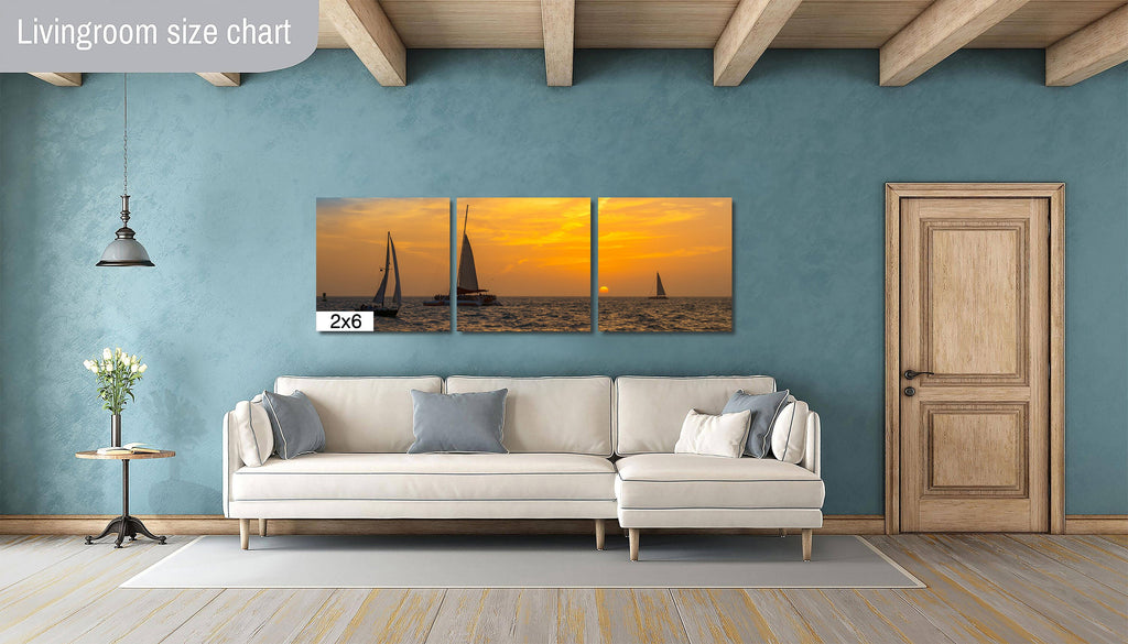 Navigating the Golden Sea: Sunset Sailing Key West Florida Beach Canvas Print Photography Seascape Wall Art