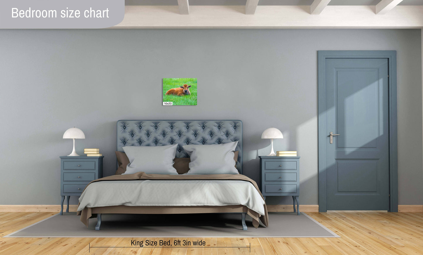 Resting Red Dog: Baby Bison Metal Canvas Print Wall Art Wildlife Photography