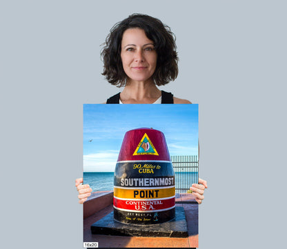 Boundary of Bliss: U.S. Southernmost Point Key West Florida Sign Nautical Metal Print Home Wall Art