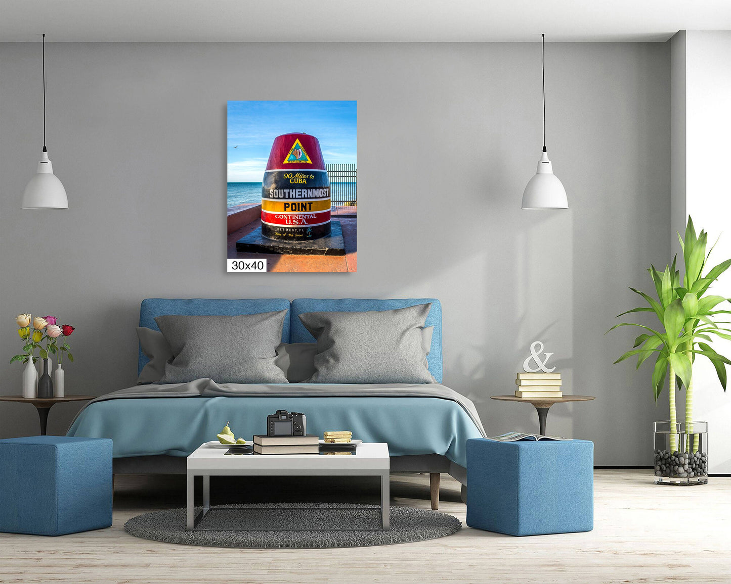 Boundary of Bliss: U.S. Southernmost Point Key West Florida Sign Nautical Metal Print Home Wall Art