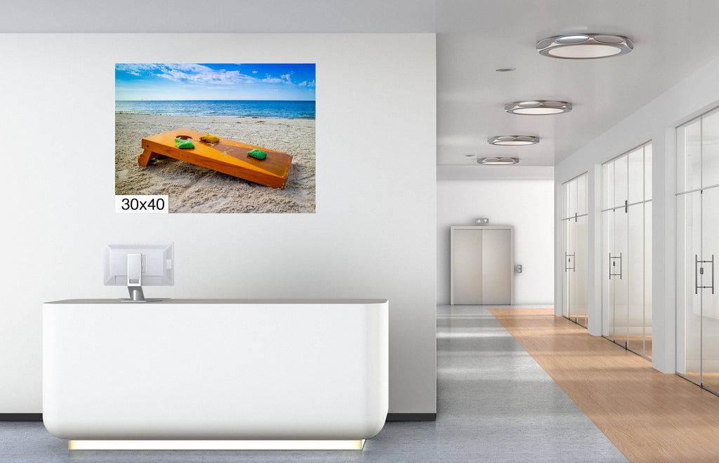 Beach Games Galore: Cornhole on the Beach Seascape Photography Beach Wall Art Travel Canvas Print