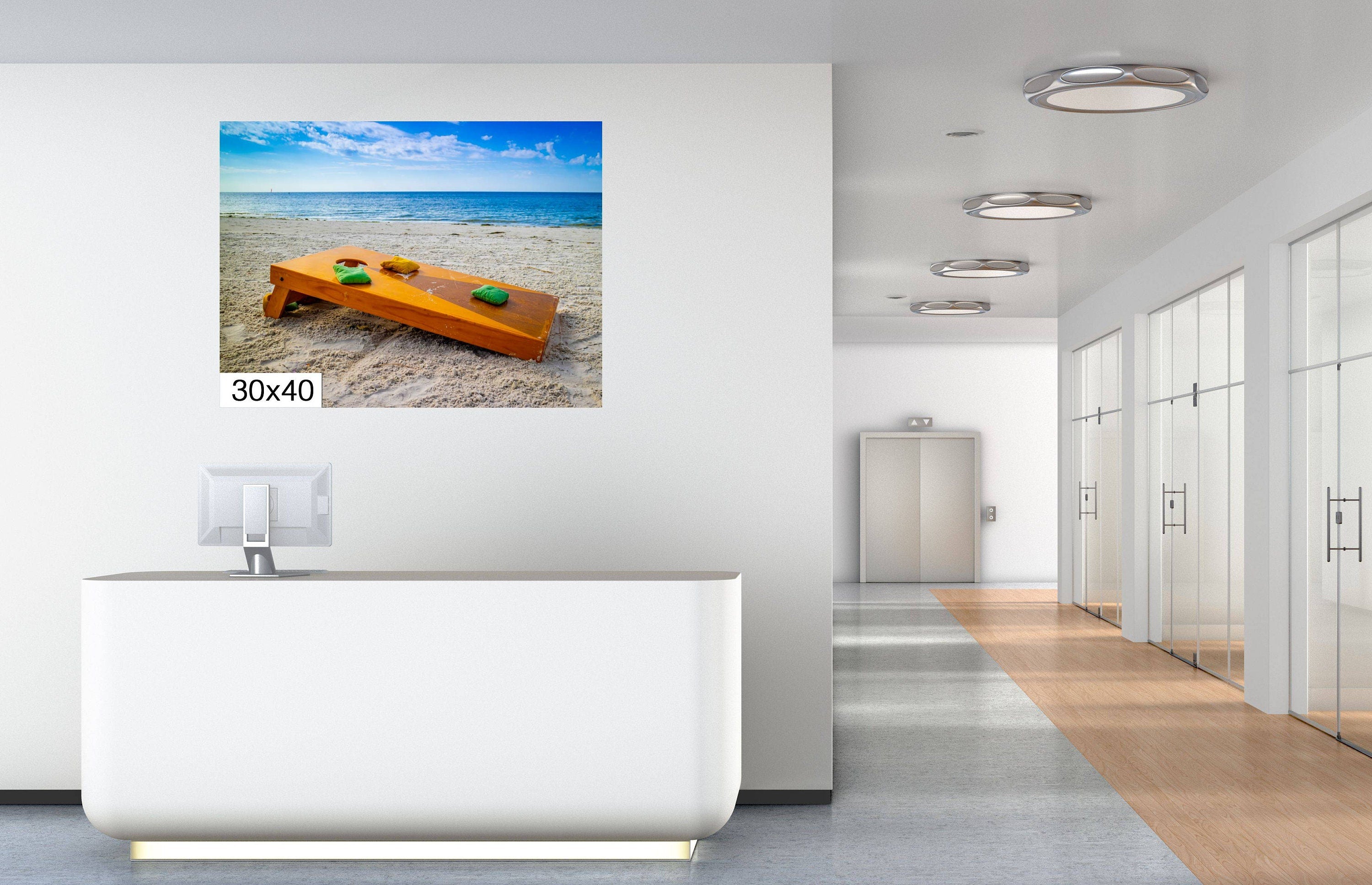 Beach Games Galore: Cornhole on the Beach Seascape Photography Beach Wall Art Travel Canvas Print