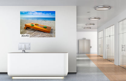 Beach Games Galore: Cornhole on the Beach Seascape Photography Beach Wall Art Travel Canvas Print