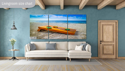 Beach Games Galore: Cornhole on the Beach Seascape Photography Beach Wall Art Travel Canvas Print