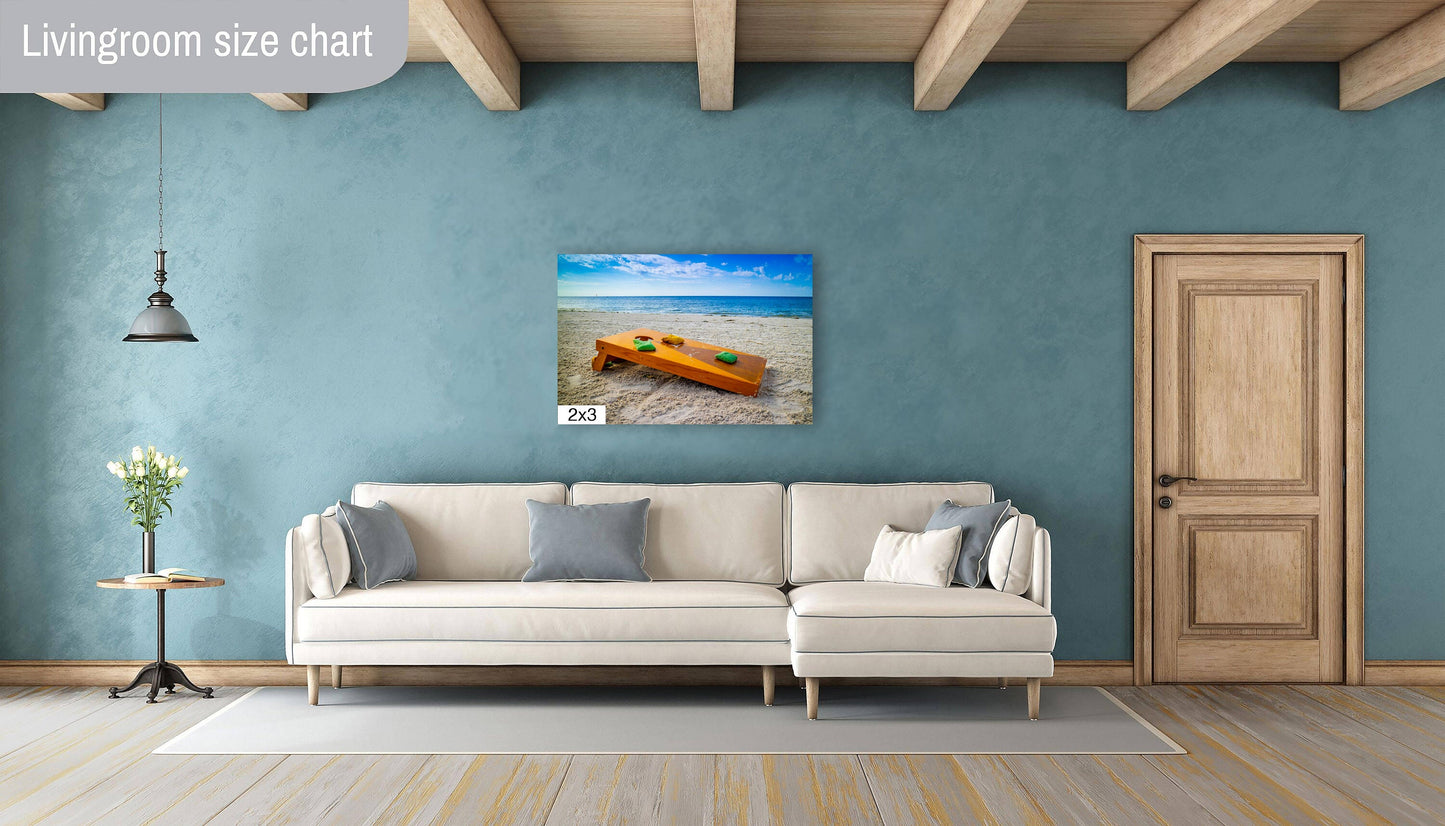 Beach Games Galore: Cornhole on the Beach Seascape Photography Beach Wall Art Travel Canvas Print