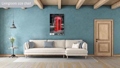 Booth of Memories: Red Phone Booth Vintage Wall Art Photography English Telephone Canvas Metal Print Classic Unique Home Decor