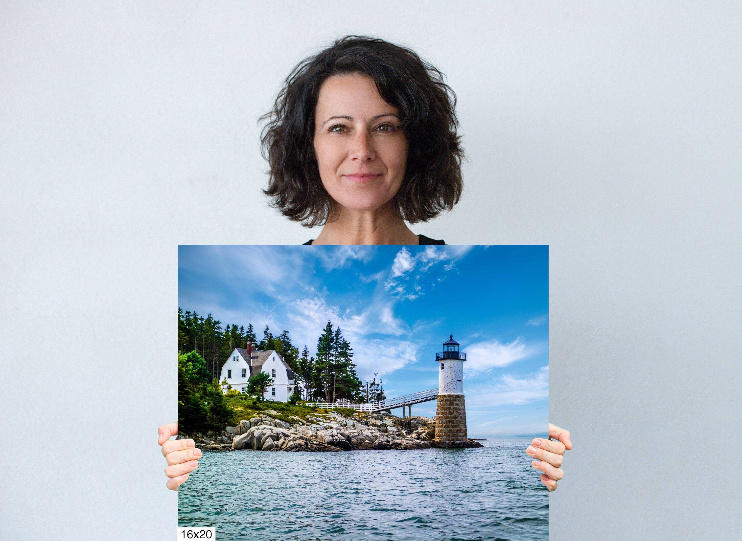 Coastal Charm: Isle au Haut Lighthouse Acadia National Park Nautical Print Wall Art