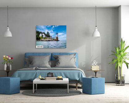 Coastal Charm: Isle au Haut Lighthouse Acadia National Park Nautical Print Wall Art