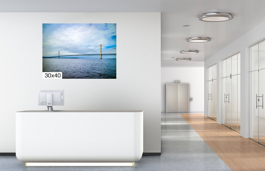 Bridging Time: Mackinac Bridge Michigan Architecture Seascape Photography Wall Art