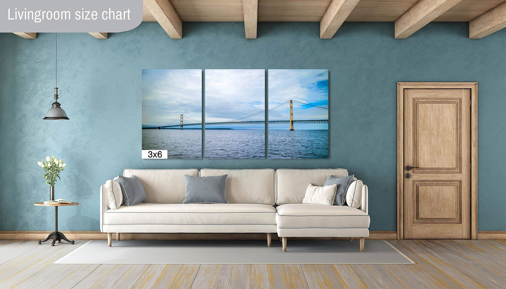 Bridging Time: Mackinac Bridge Michigan Architecture Seascape Photography Wall Art