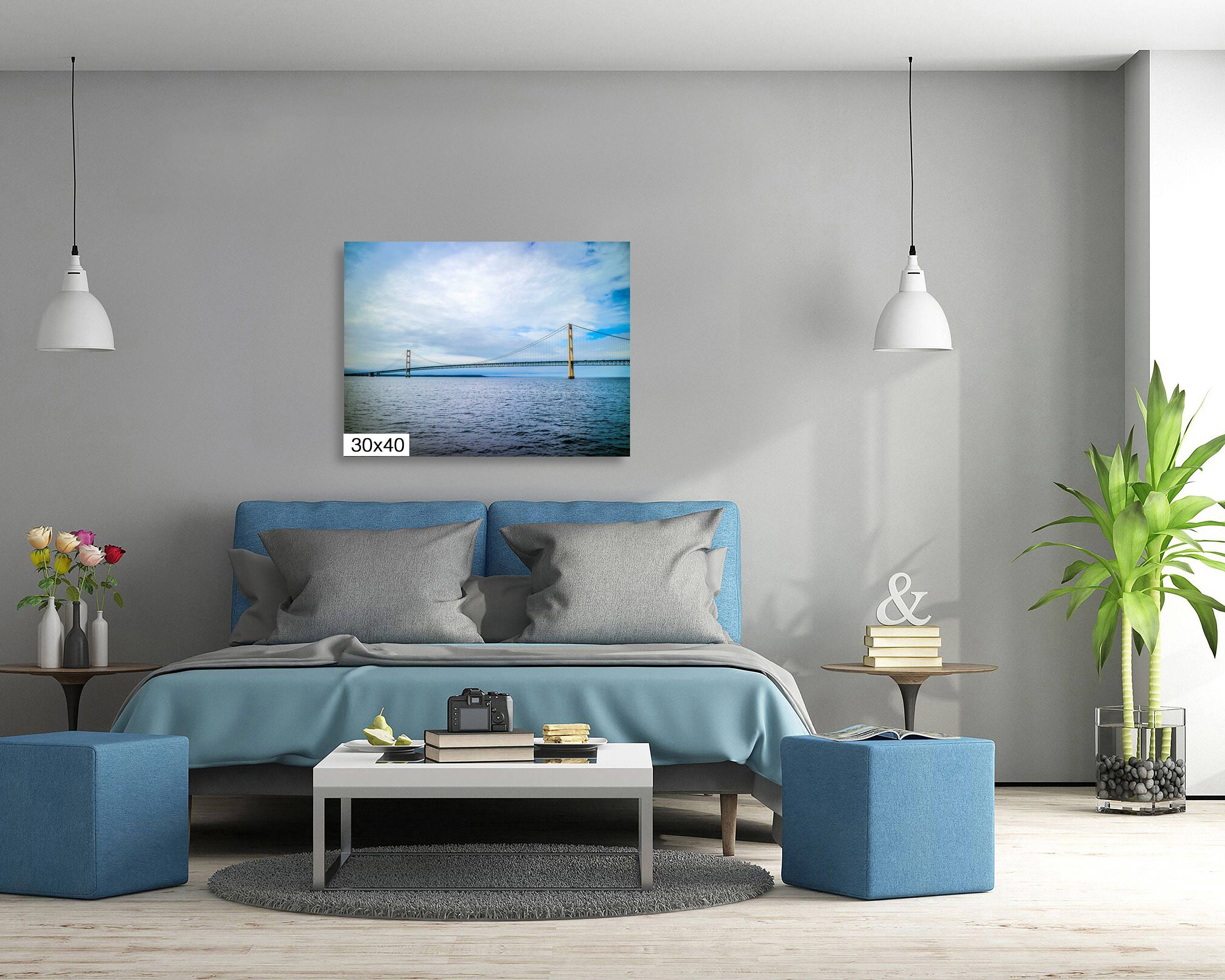Bridging Time: Mackinac Bridge Michigan Architecture Seascape Photography Wall Art