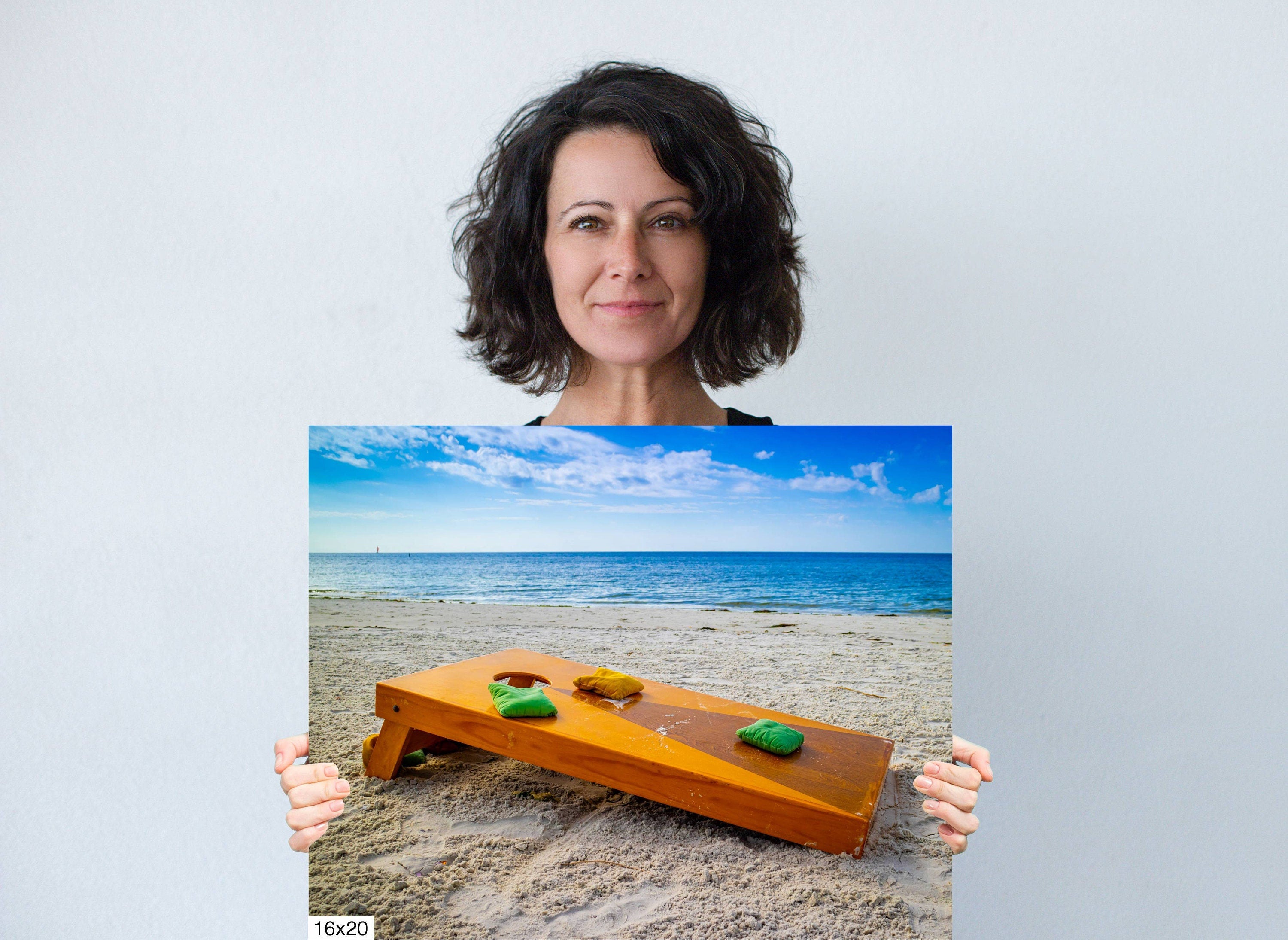 Beach Games Galore: Cornhole on the Beach Seascape Photography Beach Wall Art Travel Canvas Print