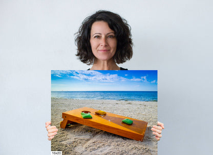 Beach Games Galore: Cornhole on the Beach Seascape Photography Beach Wall Art Travel Canvas Print
