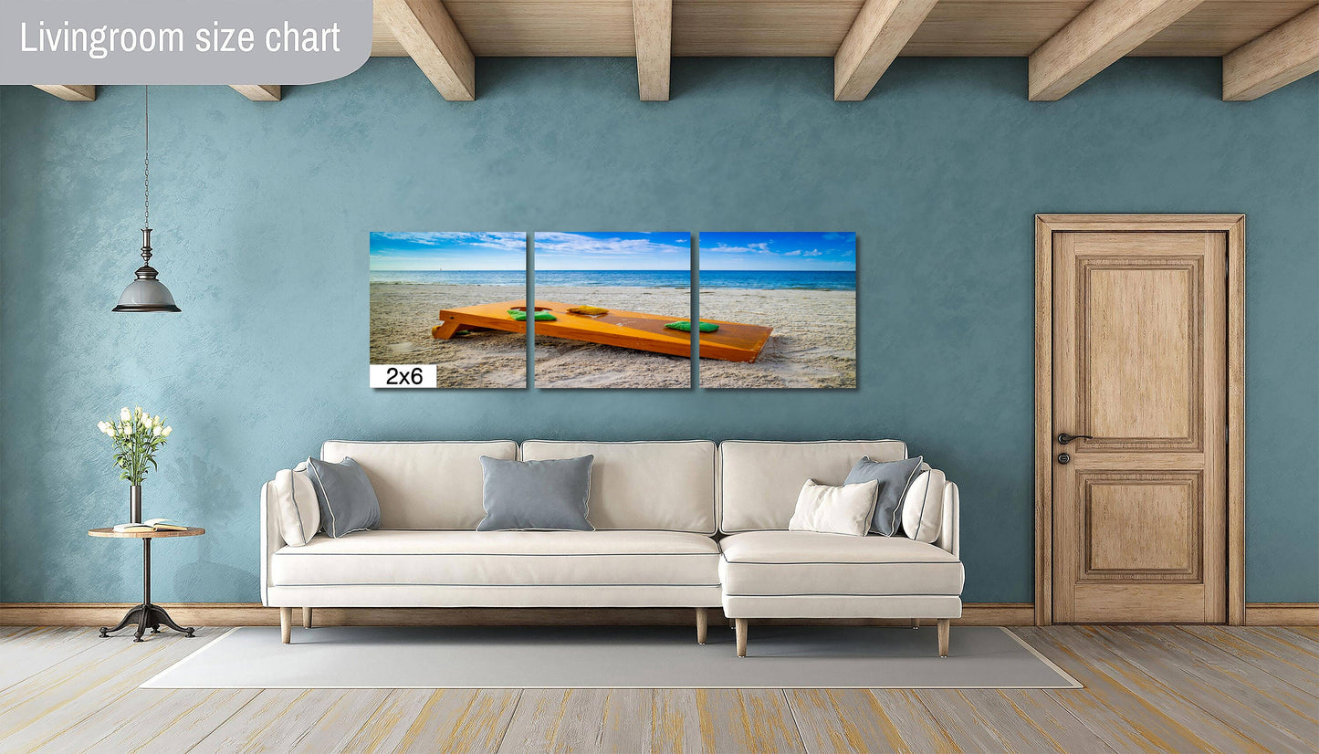 Beach Games Galore: Cornhole on the Beach Seascape Photography Beach Wall Art Travel Canvas Print