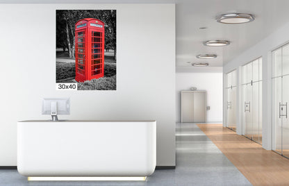Booth of Memories: Red Phone Booth Vintage Wall Art Photography English Telephone Canvas Metal Print Classic Unique Home Decor