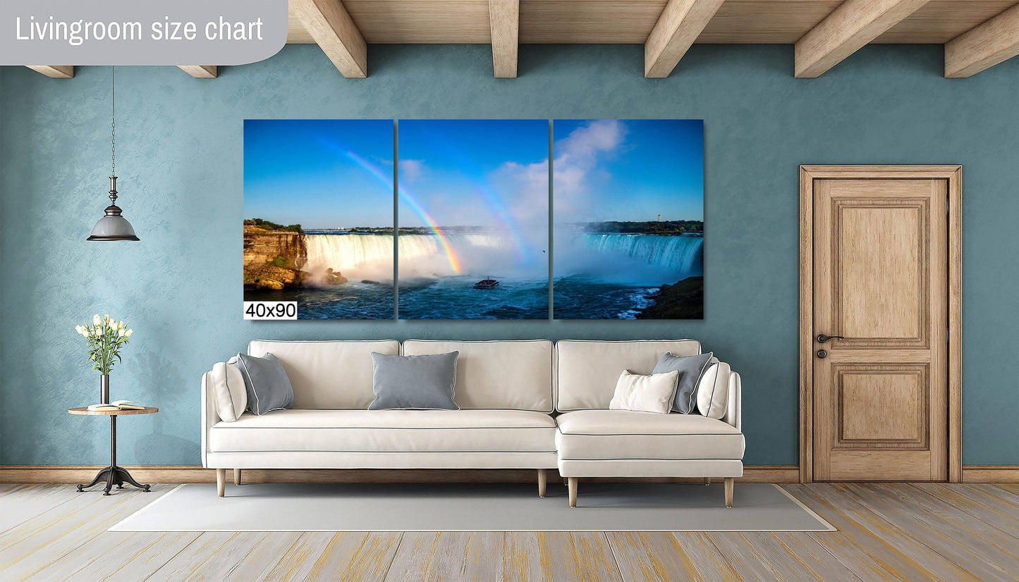 Niagara Falls Rainbow Art – Double Rainbow Photo Canvas | Ontario Waterfall Print