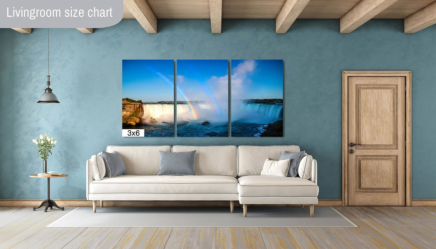 Niagara Falls Rainbow Art – Double Rainbow Photo Canvas | Ontario Waterfall Print