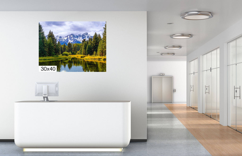 Mirror of Tranquility: Grand Teton Water Reflection Stream Photography Print Wall Art