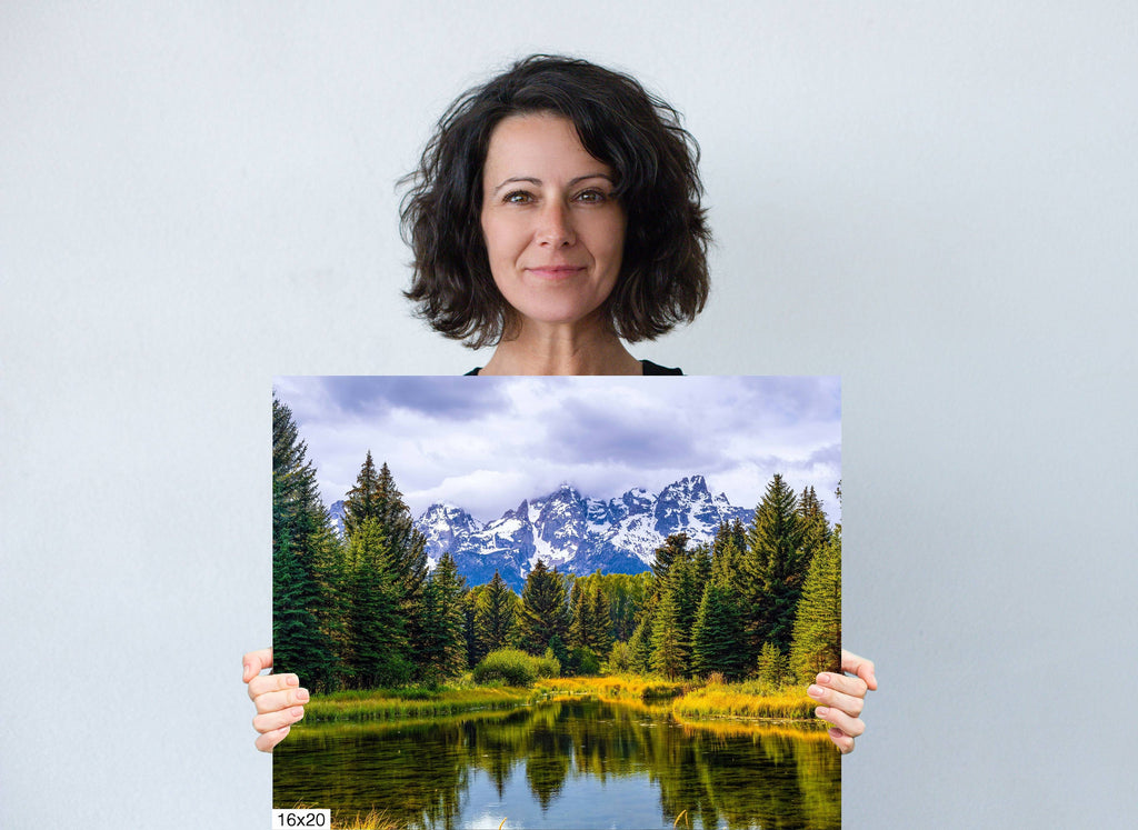 Mirror of Tranquility: Grand Teton Water Reflection Stream Photography Print Wall Art