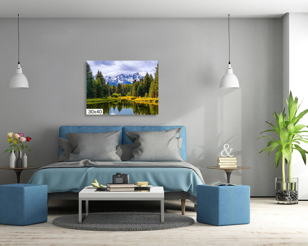 Mirror of Tranquility: Grand Teton Water Reflection Stream Photography Print Wall Art