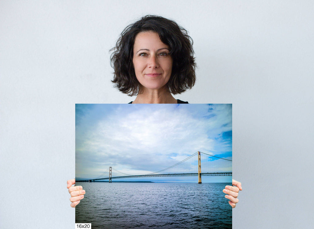 Bridging Time: Mackinac Bridge Michigan Architecture Seascape Photography Wall Art