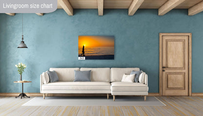 Shadows of Romance: Couple Silhouette Stroll Wall Art  Sunset Beach Florida Seascape Photography Canvas Print