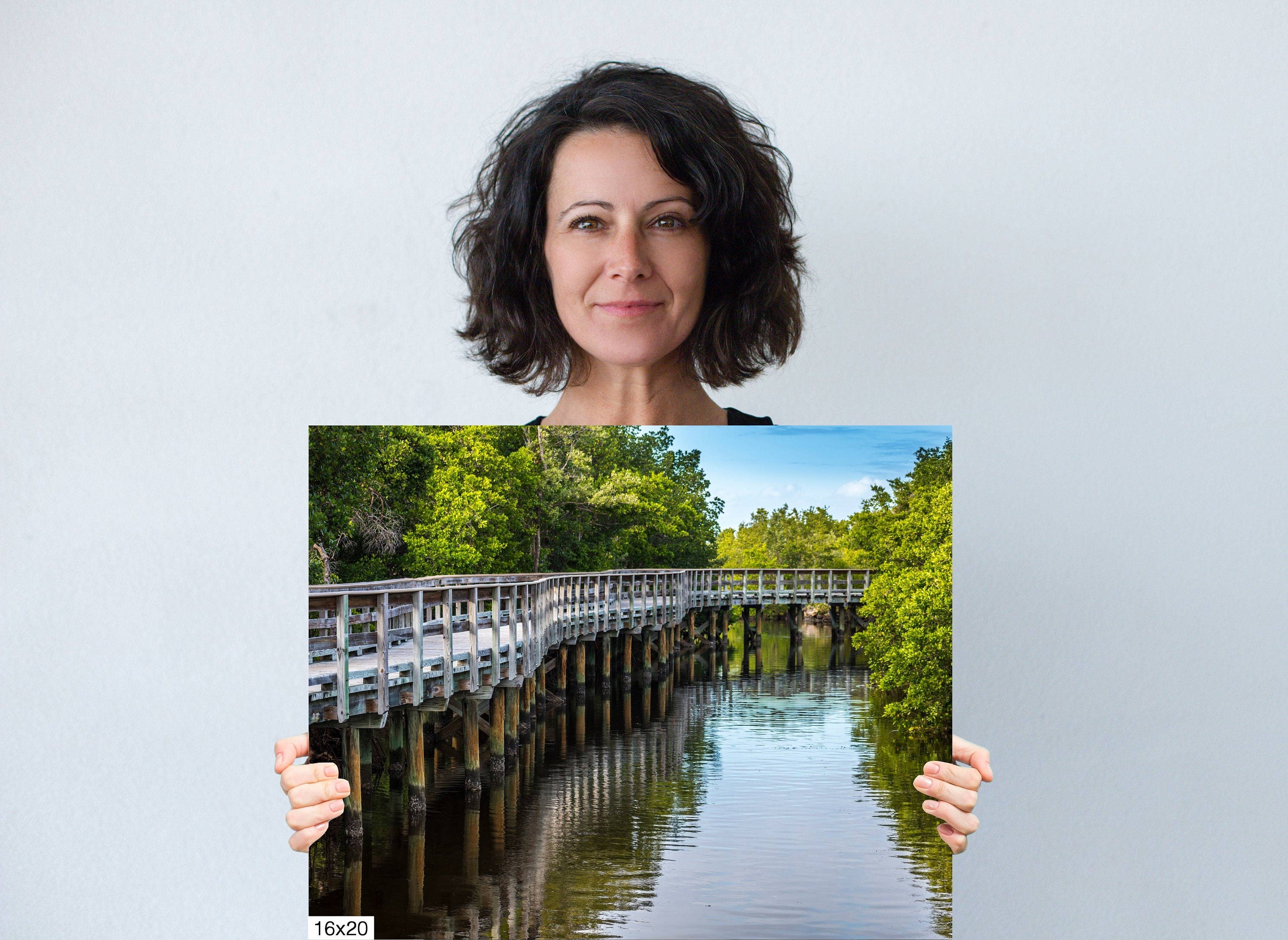 Whispers of the Mangrove: Boardwalk Bridge Robinson Preserve Wall Art Mangrove Forest Nature Photography