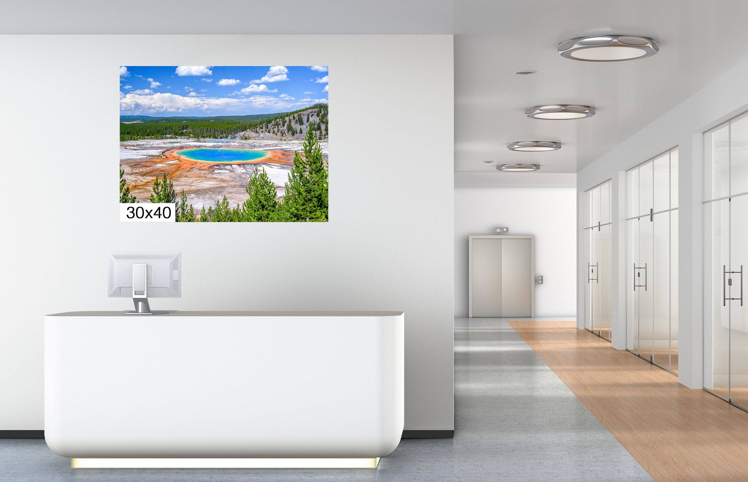 Steamy Kaleidoscope: Grand Prismatic Spring Yellowstone National Park Nature Landscape Art Print