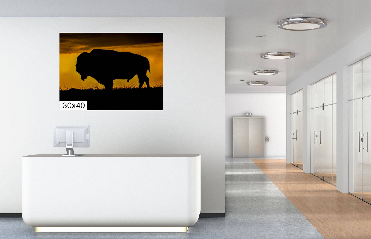 Big Daddy: King of the Badlands Buffalo Silhouette Wildlife Canvas Print Bison Photography Wall Art