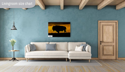 Big Daddy: King of the Badlands Buffalo Silhouette Wildlife Canvas Print Bison Photography Wall Art