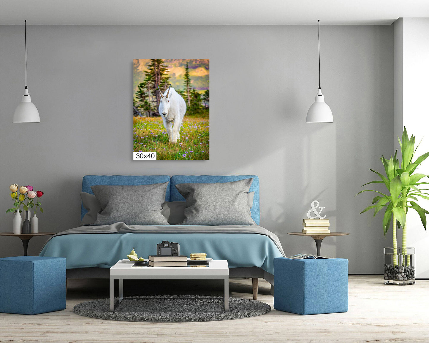 Alpine Majesty: Glacier Mountain Goat National Park Wildlife Photography Wall Art Home Decor
