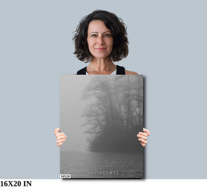 Misty Waterscapes: Fog on the Water Lake Keowee Canvas Metal Print South Carolina Wall Art Black and White Home Decor