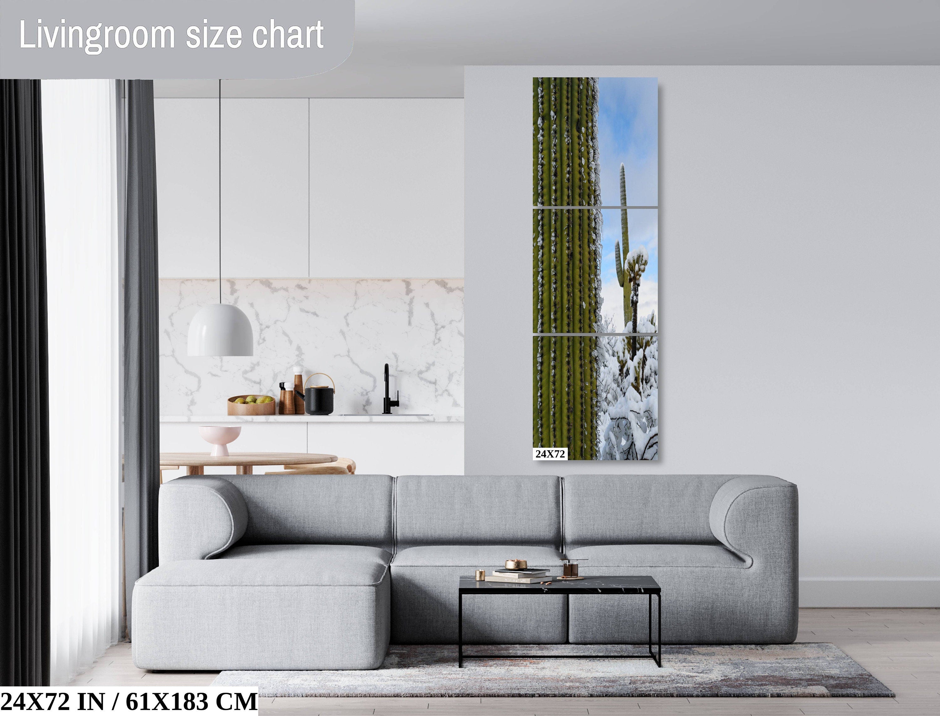 Frozen Giants: Snowfall on Saguaro National Park Cactus Winter Photography Home Wall Art