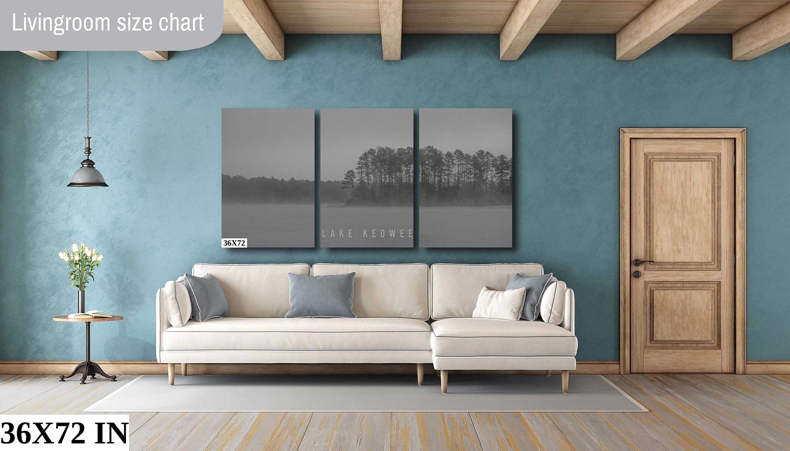 Whispers in the Mist: Foggy Morning Lake Keowee Photography South Carolina Poster Black and White Metal Canvas Print Wall Art