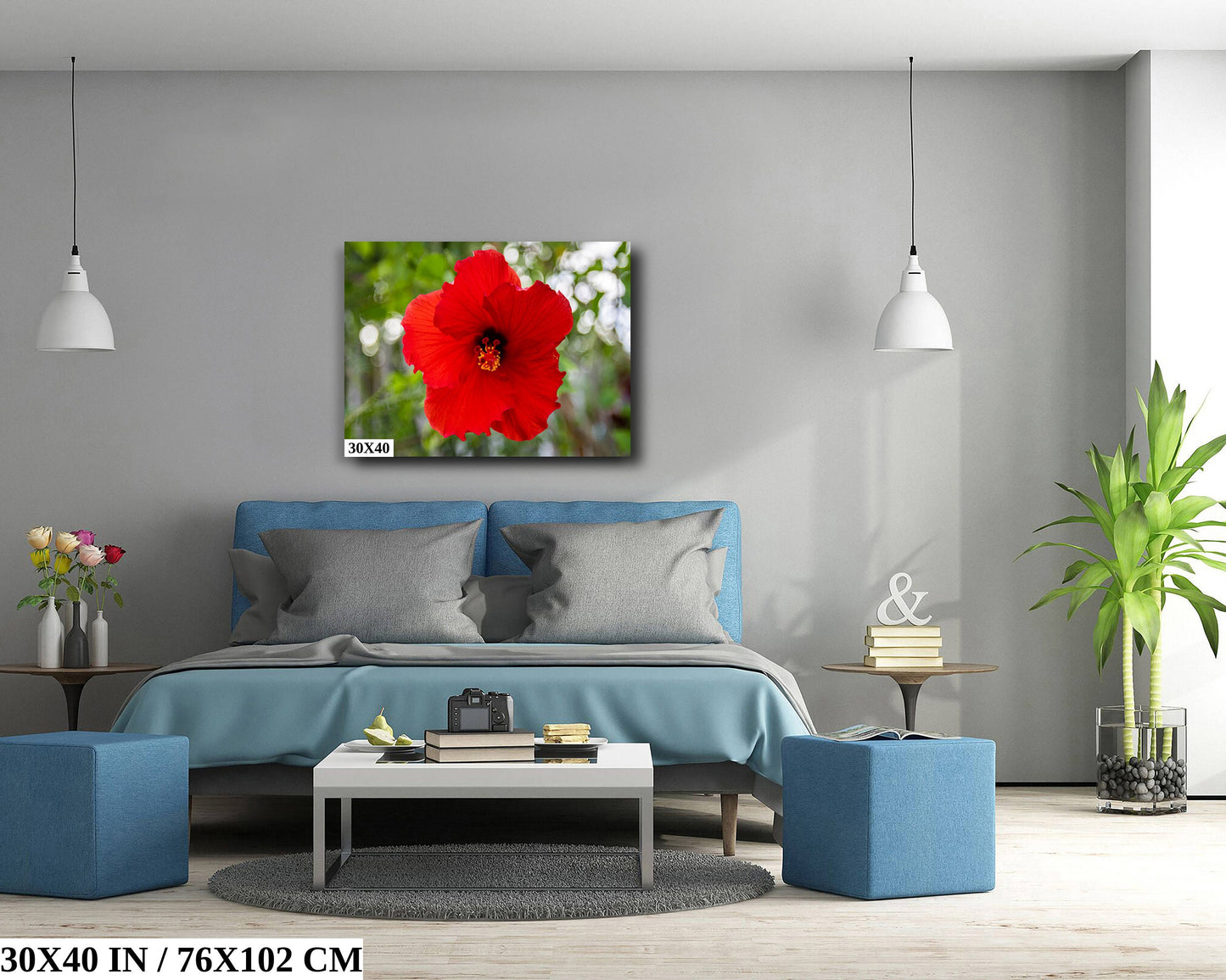 Ruby Blooms: Red Hawaiian Hibiscus Flower Photography Tropical Home Decor Wall Art Print
